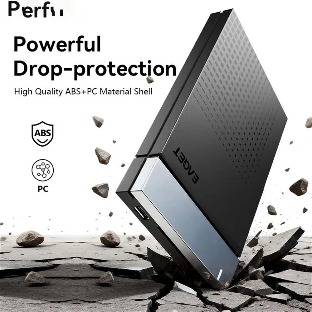 EAGET E51 2.5 Inch External Hard Drive Enclosure Type-C to USB-A Cable Tool-Free 5Gbps SSD & HDD Hard Drive Case - Black - 5