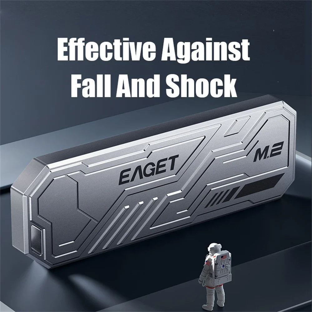EAGET SE910D M.2 NVMe SATA External Enclosure USB3.2 10Gbps Aluminum Alloy SSD Hard Drive Case for 2230  /  2242  /  2280 - Grey - 7
