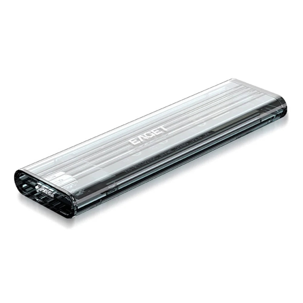 EAGET SE150D M.2 NVMe SATA Enclosure 10Gbps Type-C 3.2 Tool-free Installation Transparent External SSD Hard Drive Case - 1