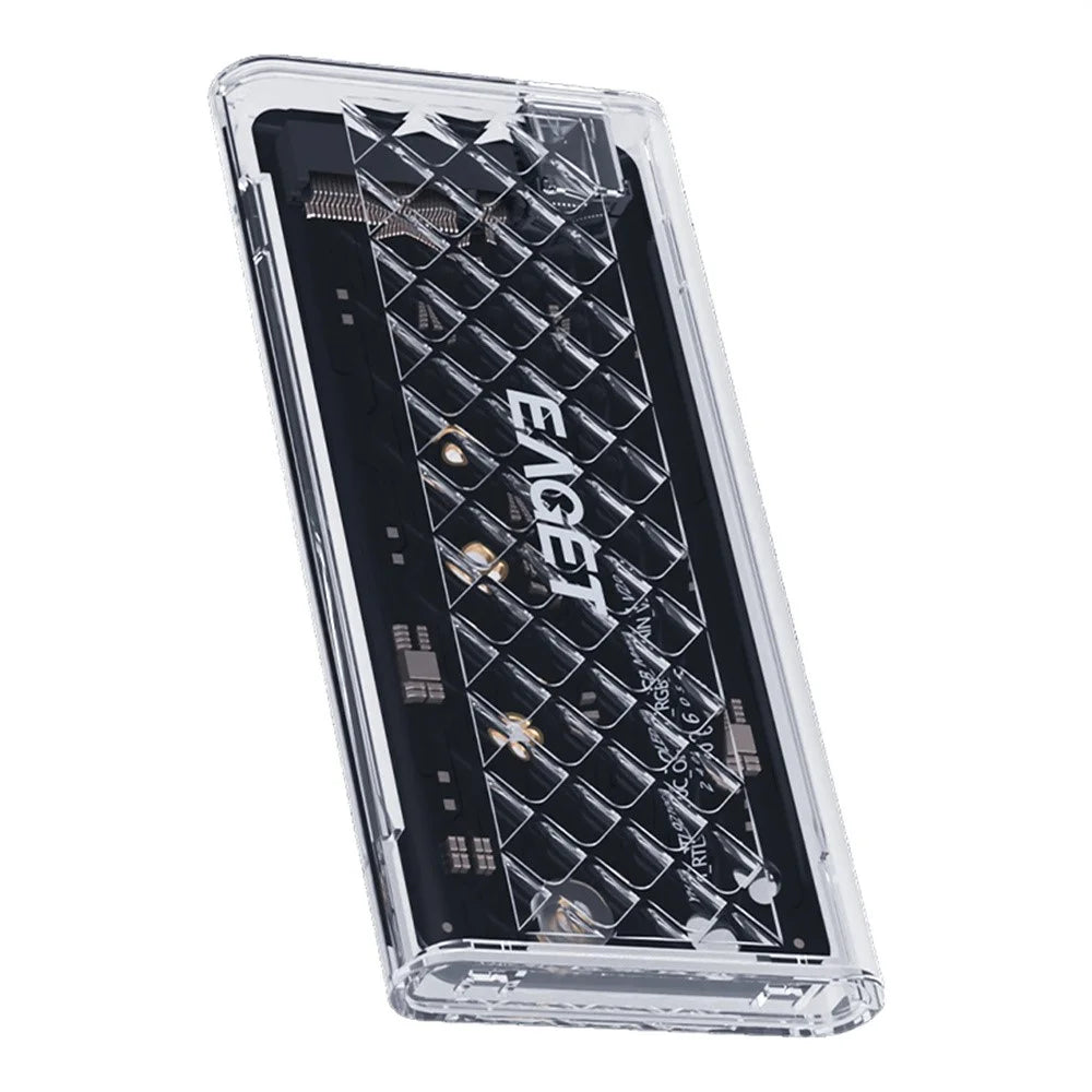 EAGET SE160D M.2 NVME SATA Enclosure Transparent USB 3.2 10Gbps Dual Protocol SSD Hard Drive Case for 2230  /  2242  /  2260  /  2280 - 1