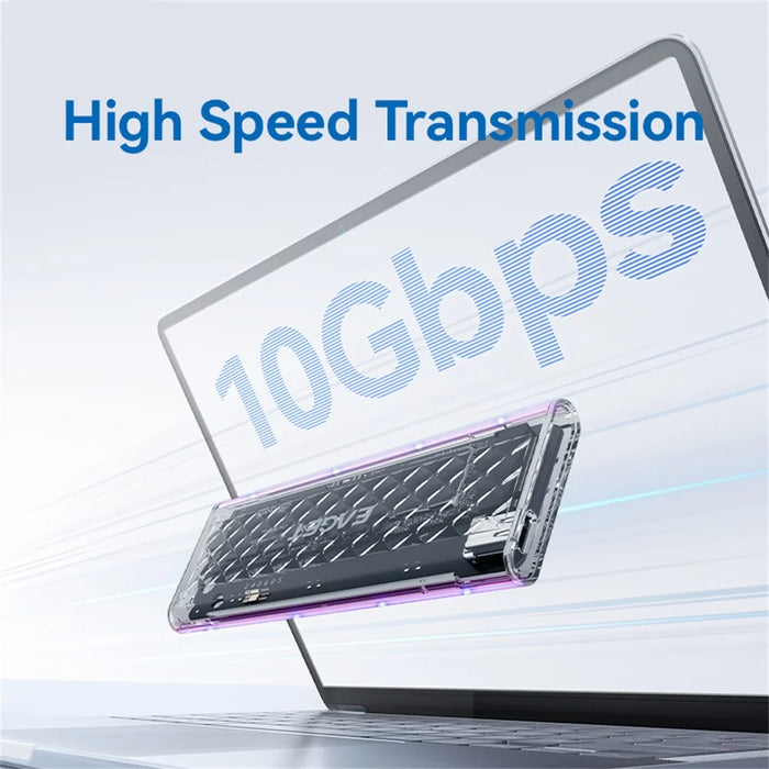 EAGET SE160N M.2 NVMe SSD Hard Drive Case Transparent RGB USB 3.2 Gen2 10Gbps Hard Drive Enclosure - 3