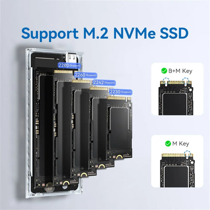 EAGET SE160N M.2 NVMe SSD Hard Drive Case Transparent RGB USB 3.2 Gen2 10Gbps Hard Drive Enclosure - 4
