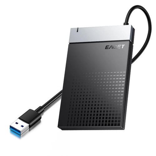EAGET CE50 2.5 Inch USB3.0 Hard Drive Enclosure with Built-in USB-A Cable 5Gbps SSD HDD External Hard Drive Case - Black - 1
