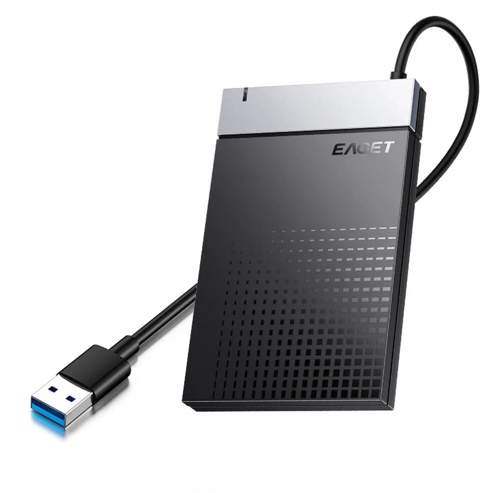EAGET CE50 2.5 Inch USB3.0 Hard Drive Enclosure with Built-in USB-A Cable 5Gbps SSD HDD External Hard Drive Case - Black - 1