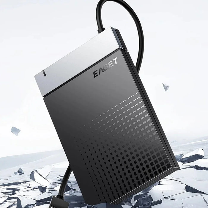 EAGET CE50 2.5 Inch USB3.0 Hard Drive Enclosure with Built-in USB-A Cable 5Gbps SSD HDD External Hard Drive Case - Black - 4