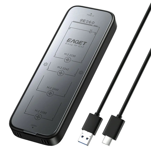 EAGET SE360D M.2 NVMe SATA Dual Protocol SSD Enclosure 10Gbps USB 3.2 Gen 2 USB-C External SSD Case, Support 8TB Max - 1