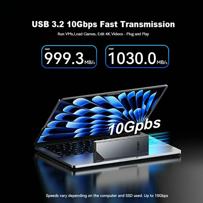 EAGET SE630N M.2 NVMe Single Protocol SSD Enclosure 10Gbps USB 3.2 Type-C External SSD Case, Support 8TB Max - 3