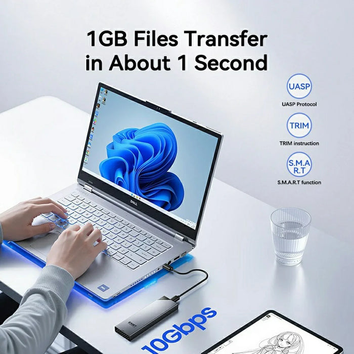 EAGET SE630D M.2 NVMe SATA Dual Protocol SSD Enclosure Support 8TB Max 10Gbps Type-C External SSD Case - 4