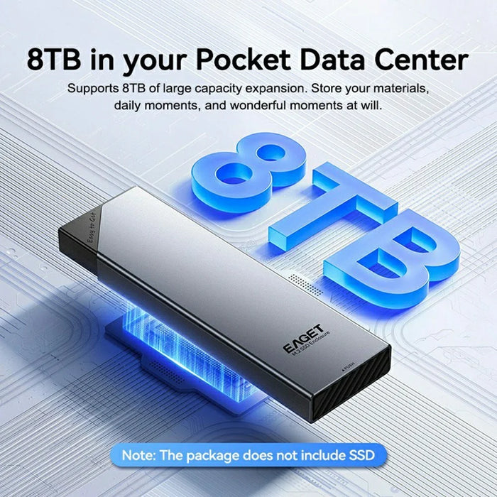 EAGET SE630D M.2 NVMe SATA Dual Protocol SSD Enclosure Support 8TB Max 10Gbps Type-C External SSD Case - 6