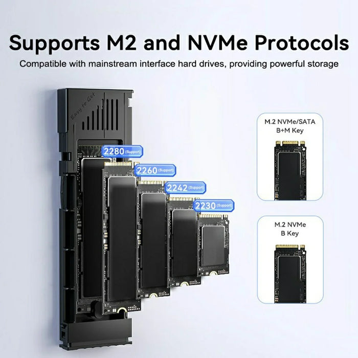 EAGET SE630D M.2 NVMe SATA Dual Protocol SSD Enclosure Support 8TB Max 10Gbps Type-C External SSD Case - 7
