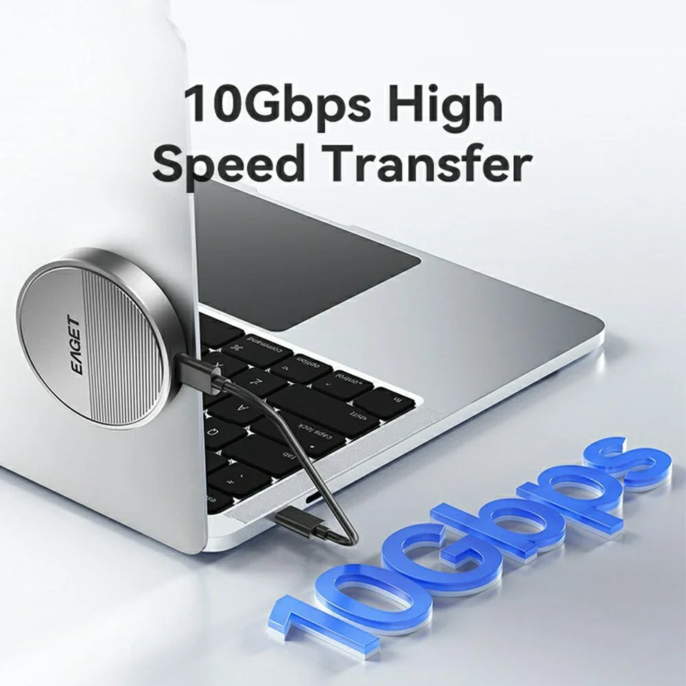 EAGET SE880 M.2 NVMe Magnetic SSD Enclosure Aluminum Alloy 10Gbps Type-C External SSD Case - 7