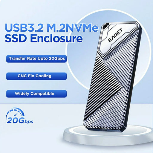 EAGET SE2000 M.2 NVMe SSD Enclosure 20Gbps High Speed USB3.2 Gen2 Type-C External SSD Case - 2