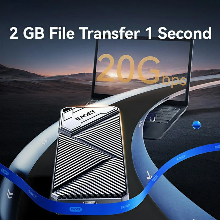 EAGET SE2000 M.2 NVMe SSD Enclosure 20Gbps High Speed USB3.2 Gen2 Type-C External SSD Case - 4