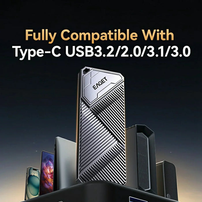 EAGET SE2000 M.2 NVMe SSD Enclosure 20Gbps High Speed USB3.2 Gen2 Type-C External SSD Case - 7
