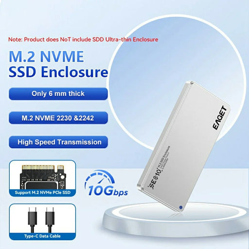 EAGET SE810N M.2 NVMe SSD Enclosure Aluminum Alloy 10Gbps USB-C External SSD Case Support 8TB Max - 2