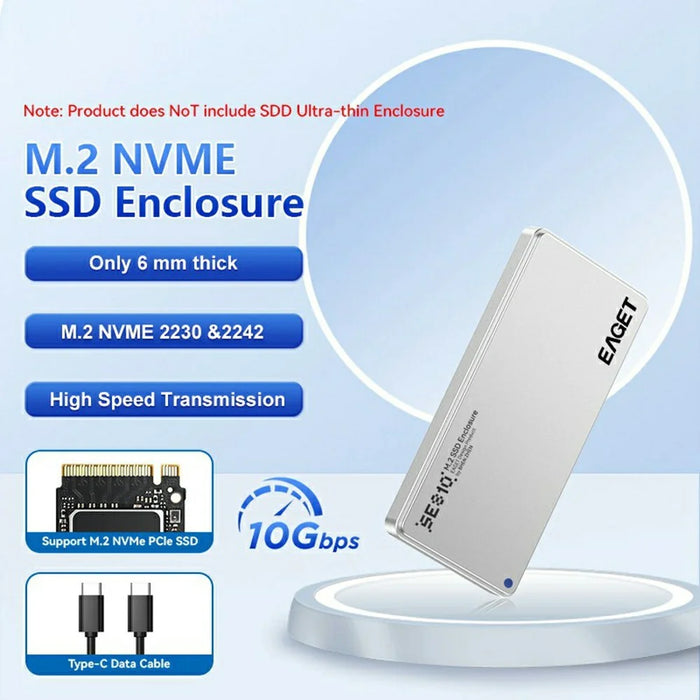 EAGET SE810N M.2 NVMe SSD Enclosure Aluminum Alloy 10Gbps USB-C External SSD Case Support 8TB Max - 2