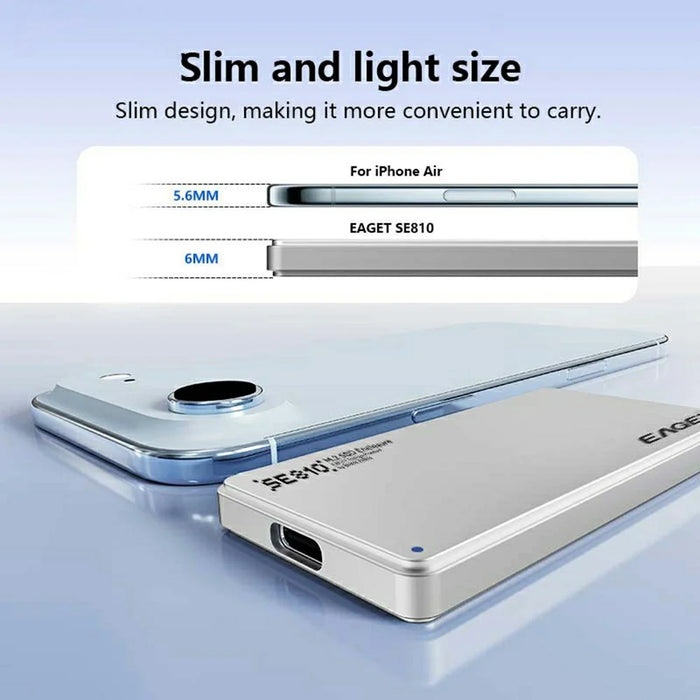 EAGET SE810N M.2 NVMe SSD Enclosure Aluminum Alloy 10Gbps USB-C External SSD Case Support 8TB Max - 6