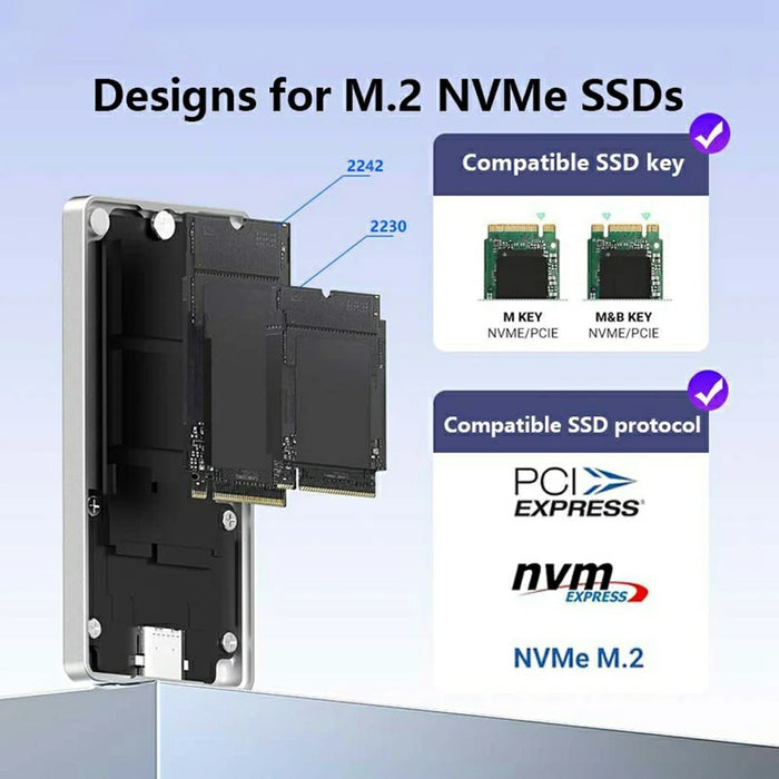 EAGET SE810N M.2 NVMe SSD Enclosure Aluminum Alloy 10Gbps USB-C External SSD Case Support 8TB Max - 7