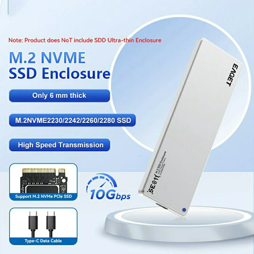 EAGET SE811N M.2 NVMe SSD Enclosure Type-C 10Gbps Aluminum Alloy External Hard Drive Case Support 8TB Max - 2