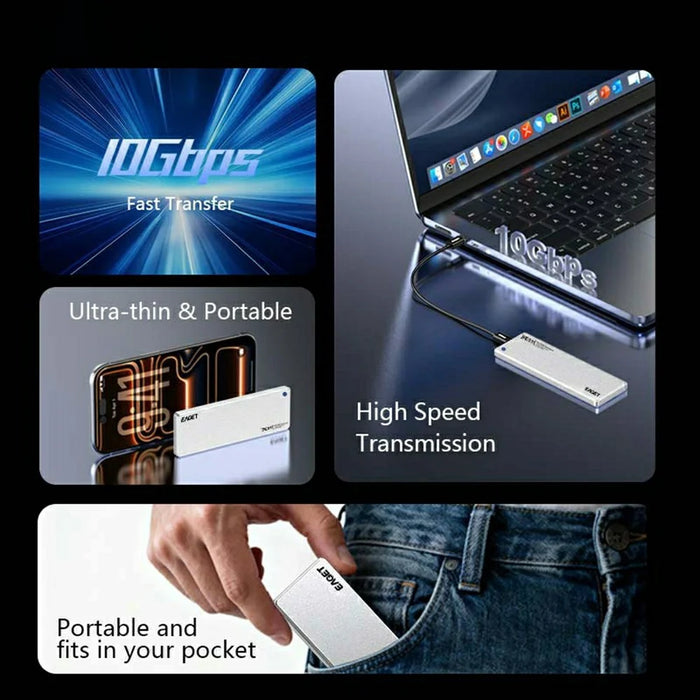 EAGET SE811N M.2 NVMe SSD Enclosure Type-C 10Gbps Aluminum Alloy External Hard Drive Case Support 8TB Max - 4