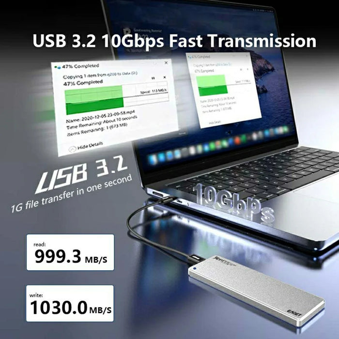 EAGET SE811N M.2 NVMe SSD Enclosure Type-C 10Gbps Aluminum Alloy External Hard Drive Case Support 8TB Max - 5