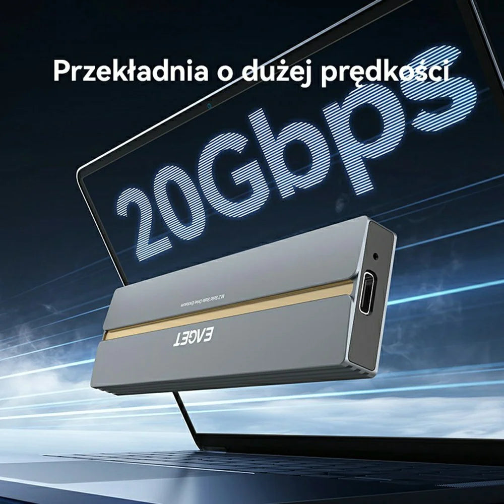 EAGET SE2100 M.2 NVMe SSD Enclosure 20Gbps USB 3.2 Gen2X2 Type-C Aluminum Alloy External SSD Case - 3