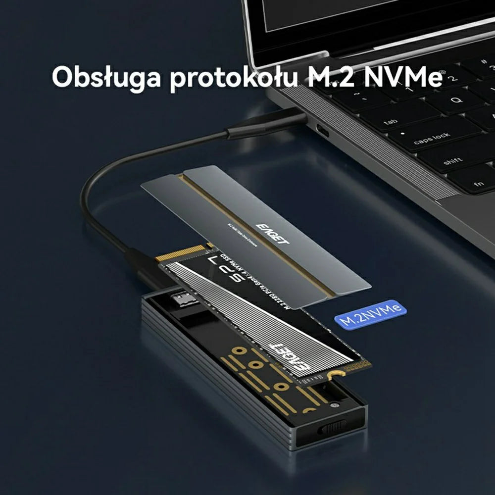 EAGET SE2100 M.2 NVMe SSD Enclosure 20Gbps USB 3.2 Gen2X2 Type-C Aluminum Alloy External SSD Case - 5