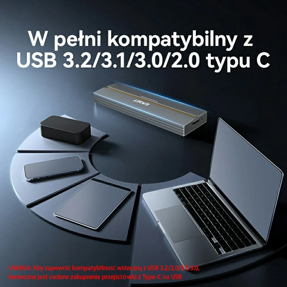 EAGET SE2100 M.2 NVMe SSD Enclosure 20Gbps USB 3.2 Gen2X2 Type-C Aluminum Alloy External SSD Case - 7