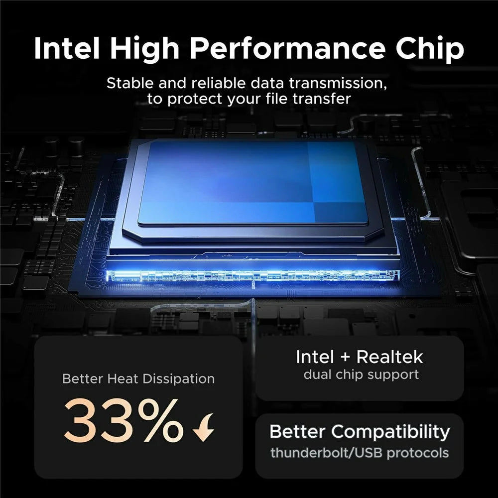 UGREEN D703 40Gbps M.2 NVMe SSD Enclosure with Dual-Chip Cooling Fan Compatible with Thunderbolt 4, Support up to 8TB - 3