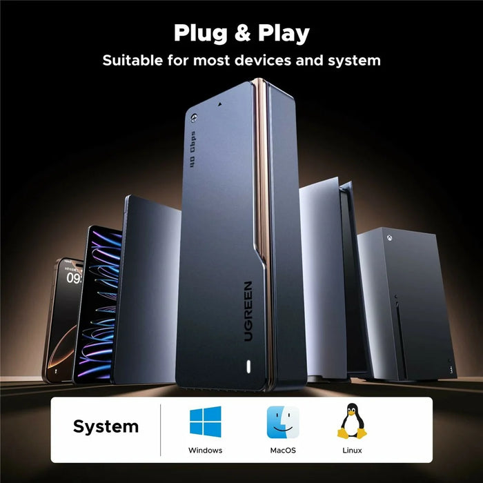 UGREEN D703 40Gbps M.2 NVMe SSD Enclosure with Dual-Chip Cooling Fan Compatible with Thunderbolt 4, Support up to 8TB - 7