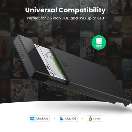 UGREEN 30848 USB 3.0 to SATA III Hard Drive Enclosure 2.5-Inch External SSD Disk HDD Case - 2