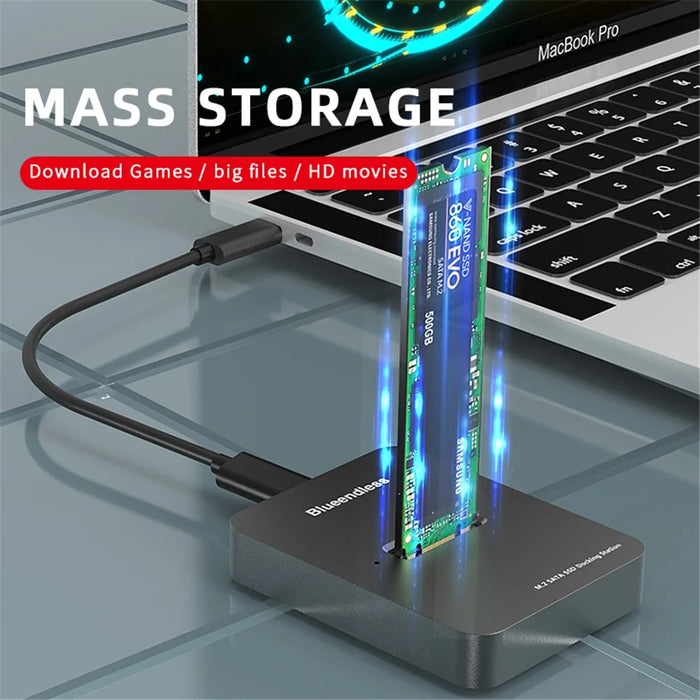 BLUEENDLESS SD02 External Dual Hard Disk Drive Dock Type-C Dock Station M.2 SATA NVME HDD SSD Case Docking Station - 4