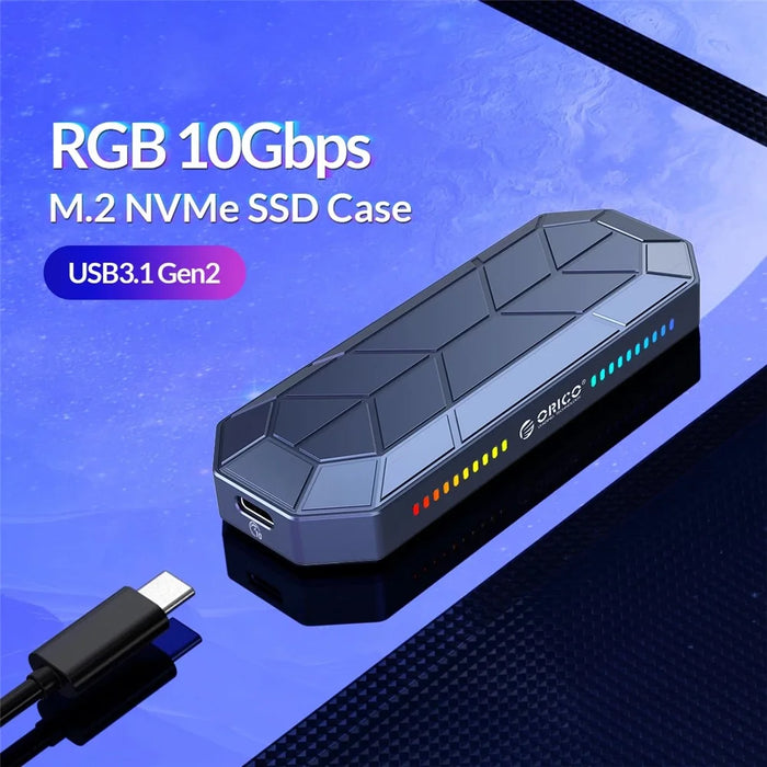 ORICO M2VG01-C3 RGB M2 SSD Case NVME Cabinet M.2 for USB Type C 3.1 Gen2 10Gbps SSD Cool Box Style Game M.2 SSD Case - 2