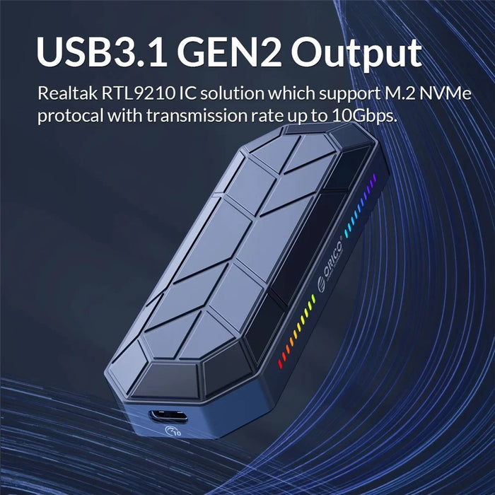 ORICO M2VG01-C3 RGB M2 SSD Case NVME Cabinet M.2 for USB Type C 3.1 Gen2 10Gbps SSD Cool Box Style Game M.2 SSD Case - 4