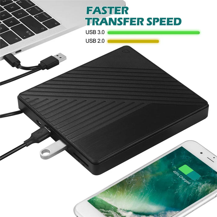 005 External Type-C / USB Laptop Computer CD DVD Playback Burning Optical Drive SD TF Card Reader - 4