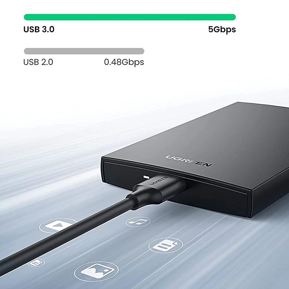 UGREEN 60353 External Hard Drive Enclosure USB 3.0 to SATA Adapter Hard Drive Disk Case for 2.5-inch 9.5mm 7mm Seagate/Toshiba/Samsung/Hitachi SATA III/HDD/SSD/PS4/UASP - 2