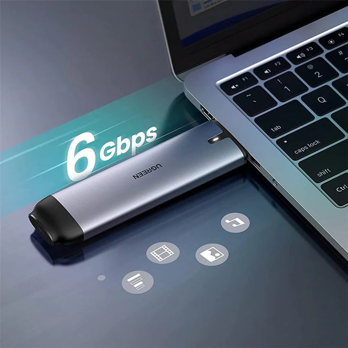 UGREEN 70533 SATA NGFF SSD Enclosure 2 in 1 USB-A + USB C 3.1 Gen 2 to SATA B M B-Key External Hard Disk Case 6Gbps with UASP for Samsung WD Crucial Kingston - 3