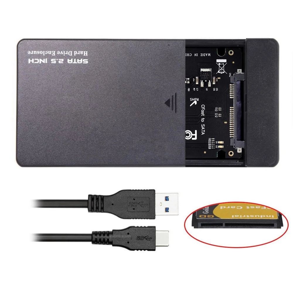 UC-168 CFast to USB-C USB3.0 + SATA Card Adapter 2.5" Case SSD HDD CFast Card Reader External Enclosure for PC Laptop - 5
