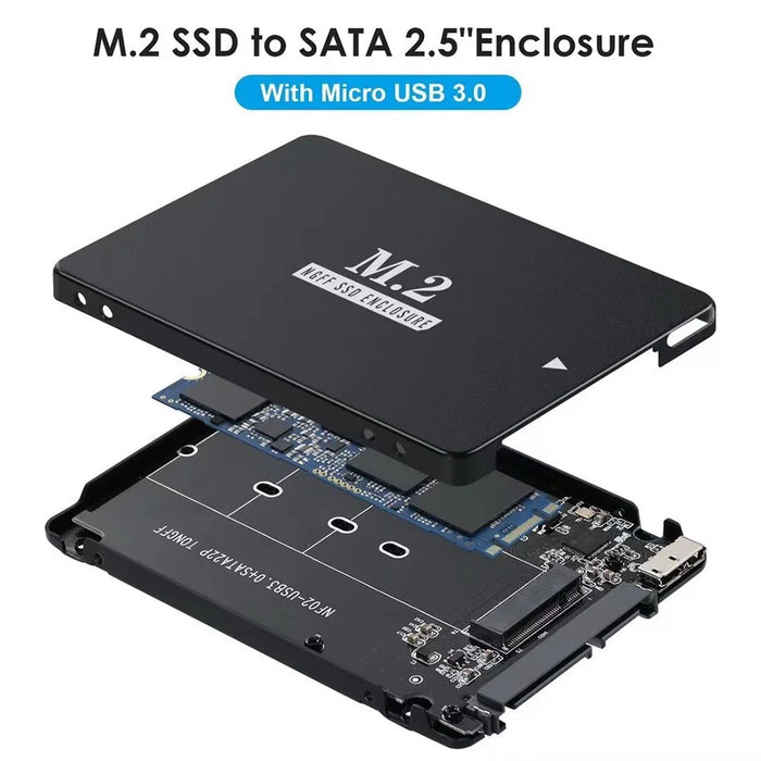 SA-018 NGFF B+M Key M.2 SSD Card to 2.5inch SATA Micro USB 3.0 Combo HDD Disk Drive Enclosure with Micro USB Cable - 2