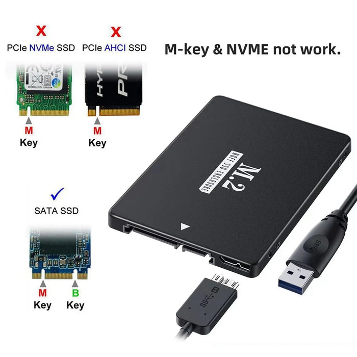 SA-018 NGFF B+M Key M.2 SSD Card to 2.5inch SATA Micro USB 3.0 Combo HDD Disk Drive Enclosure with Micro USB Cable - 3