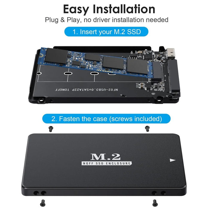 SA-018 NGFF B+M Key M.2 SSD Card to 2.5inch SATA Micro USB 3.0 Combo HDD Disk Drive Enclosure with Micro USB Cable - 5