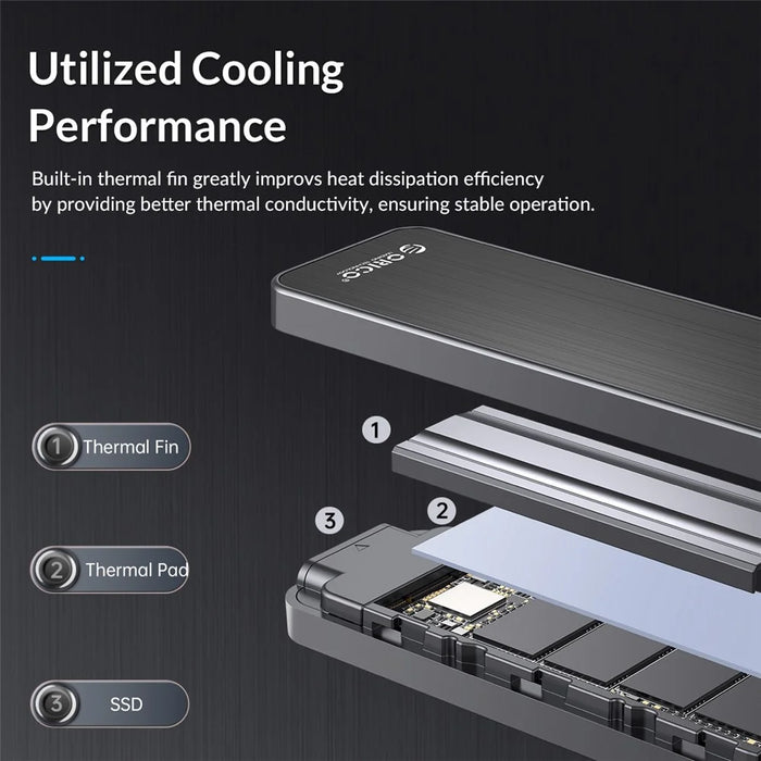 ORICO ORICO-HM2-G2 M.2 NVMe SSD Case 10Gbps High Speed Hard Drive Enclosure External Hard Disk Case - 2