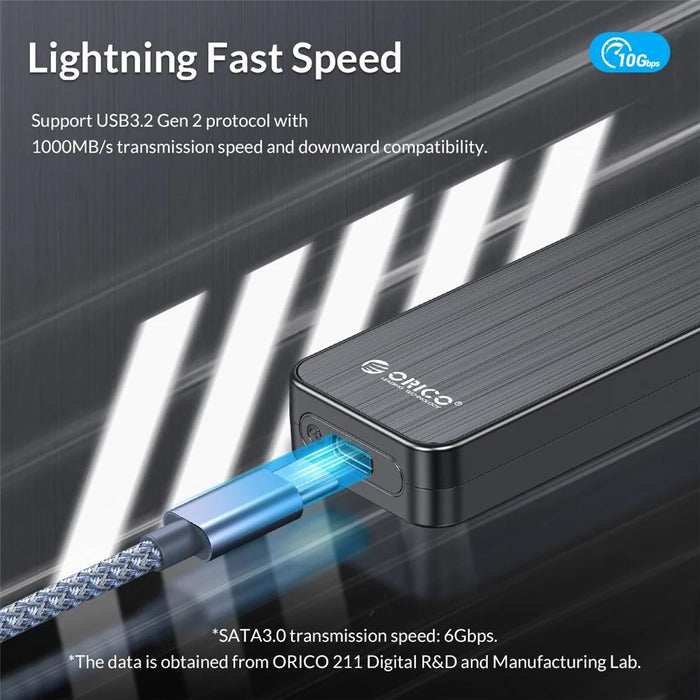 ORICO ORICO-HM2-G2 M.2 NVMe SSD Case 10Gbps High Speed Hard Drive Enclosure External Hard Disk Case - 3