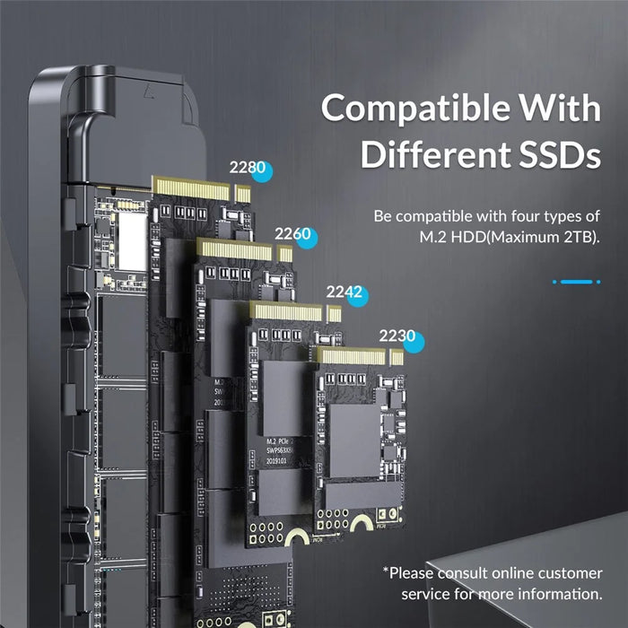ORICO ORICO-HM2-G2 M.2 NVMe SSD Case 10Gbps High Speed Hard Drive Enclosure External Hard Disk Case - 5