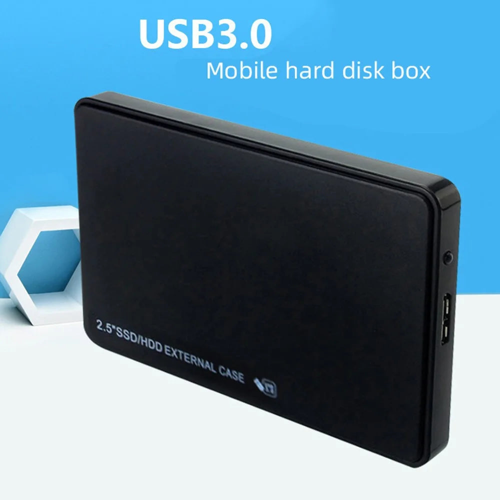 U25 2.5 inch SSD USB3.0 External Hard Drive Enclosure Hard Disk Box Compatible with 2.5-inch SATA Hard Disk - Black - 3