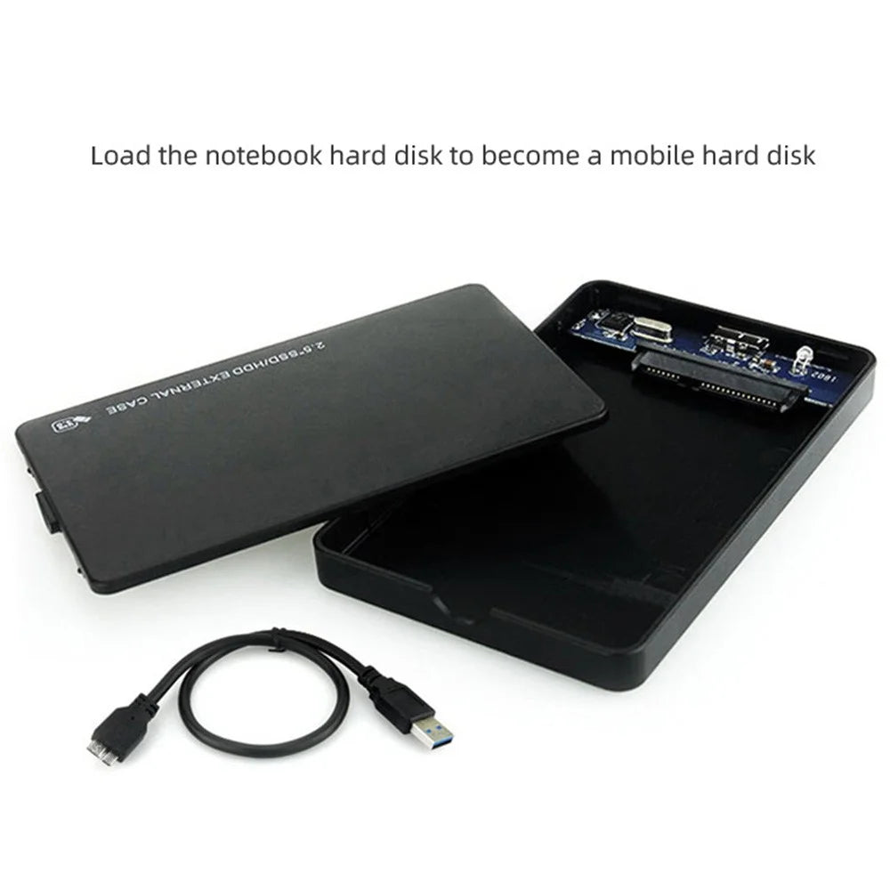 U25 2.5 inch SSD USB3.0 External Hard Drive Enclosure Hard Disk Box Compatible with 2.5-inch SATA Hard Disk - Black - 5