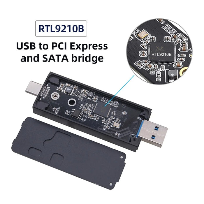 UC-057 Type-C & USB3.0 to NVME M-Key M.2 NGFF SATA SSD PCBA Case 2230 / 2242mm Adapter RTL9210B Chipset - 4
