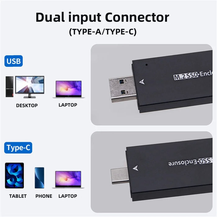 UC-057 Type-C & USB3.0 to NVME M-Key M.2 NGFF SATA SSD PCBA Case 2230 / 2242mm Adapter RTL9210B Chipset - 6