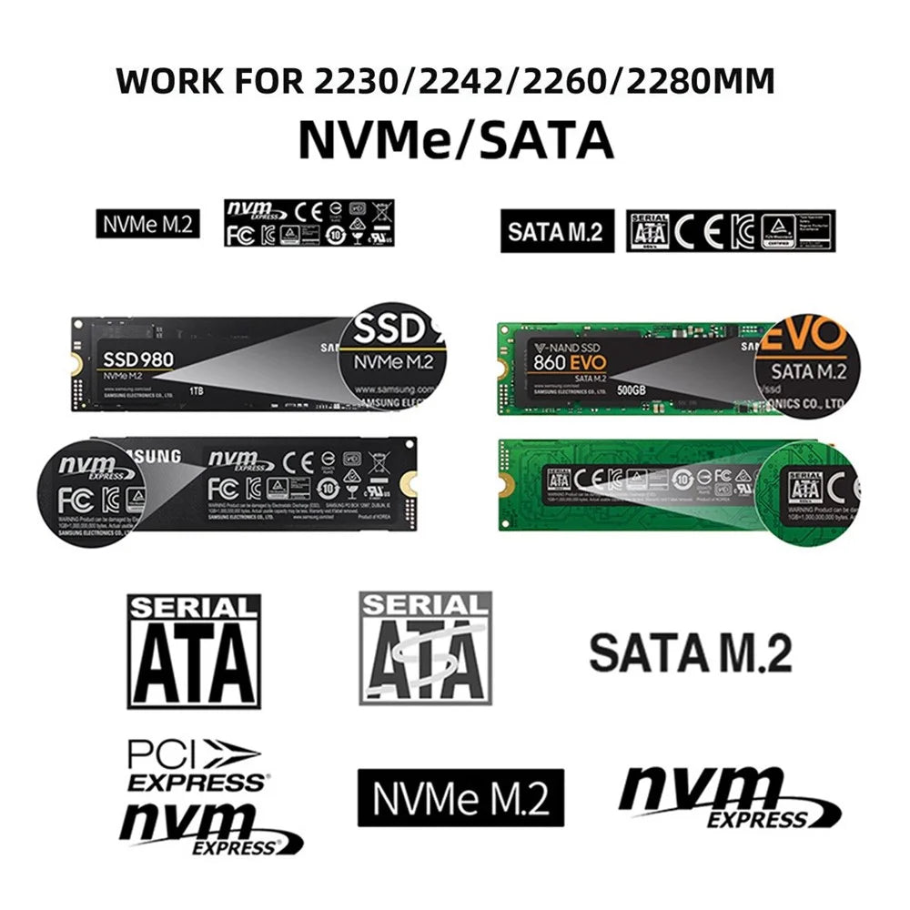 UC-057-2280MM Combo Type-C + USB3.0 to NVME M-key M.2 NGFF SATA SSD PCBA Case 2280 / 2242 / 2230mm RTL9210B Chipset - 4