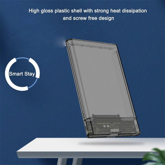 2.5'' External Hard Drive Enclosure USB 3.0 to SATA HDD Hard Disk Case for Mac OS and Windows, Supporting Max 6TB - Transparent Black - 4